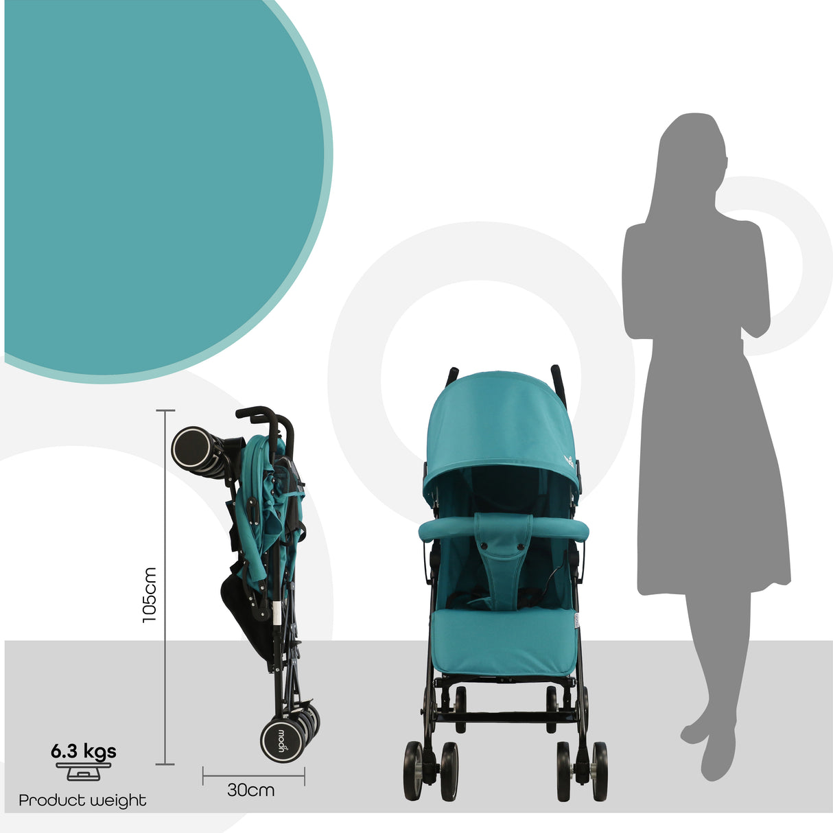 The Moon Brand™ Neo Plus Reis Buggy - Meerdere Zithoudingen - Comfortabele Handgrepen - Superlicht en Compact - Sea Blue