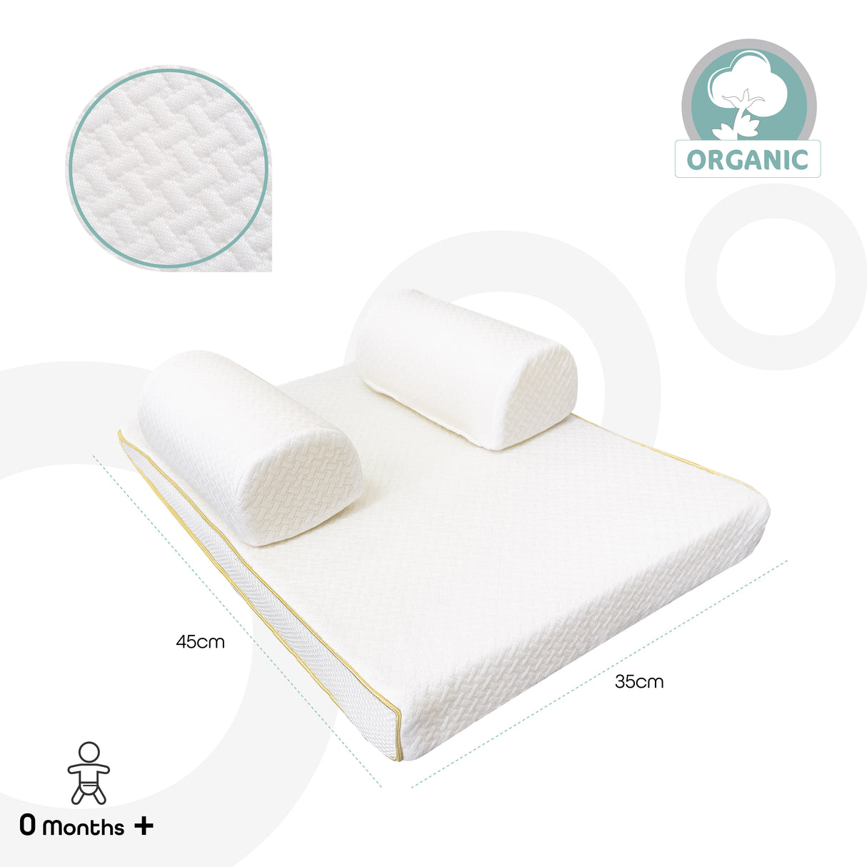 MOON™ Baby Organisch Ademend Slaapsteun - Wit - Ondersteunende en Comfortabele Slaaphulp