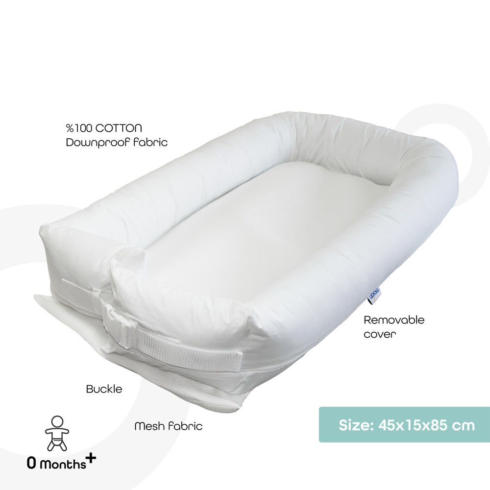The Moon Brand™ Baby Nest - Wit - Comfortabel en Veilig Nestje voor Baby’s