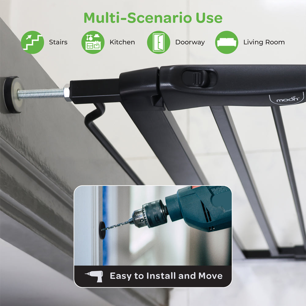 MOON™ Secura Traphekje met 20 cm Verlengstuk - Zwart - 76-80 cm - Flexibel en Veilig voor Kinderen en Huisdieren