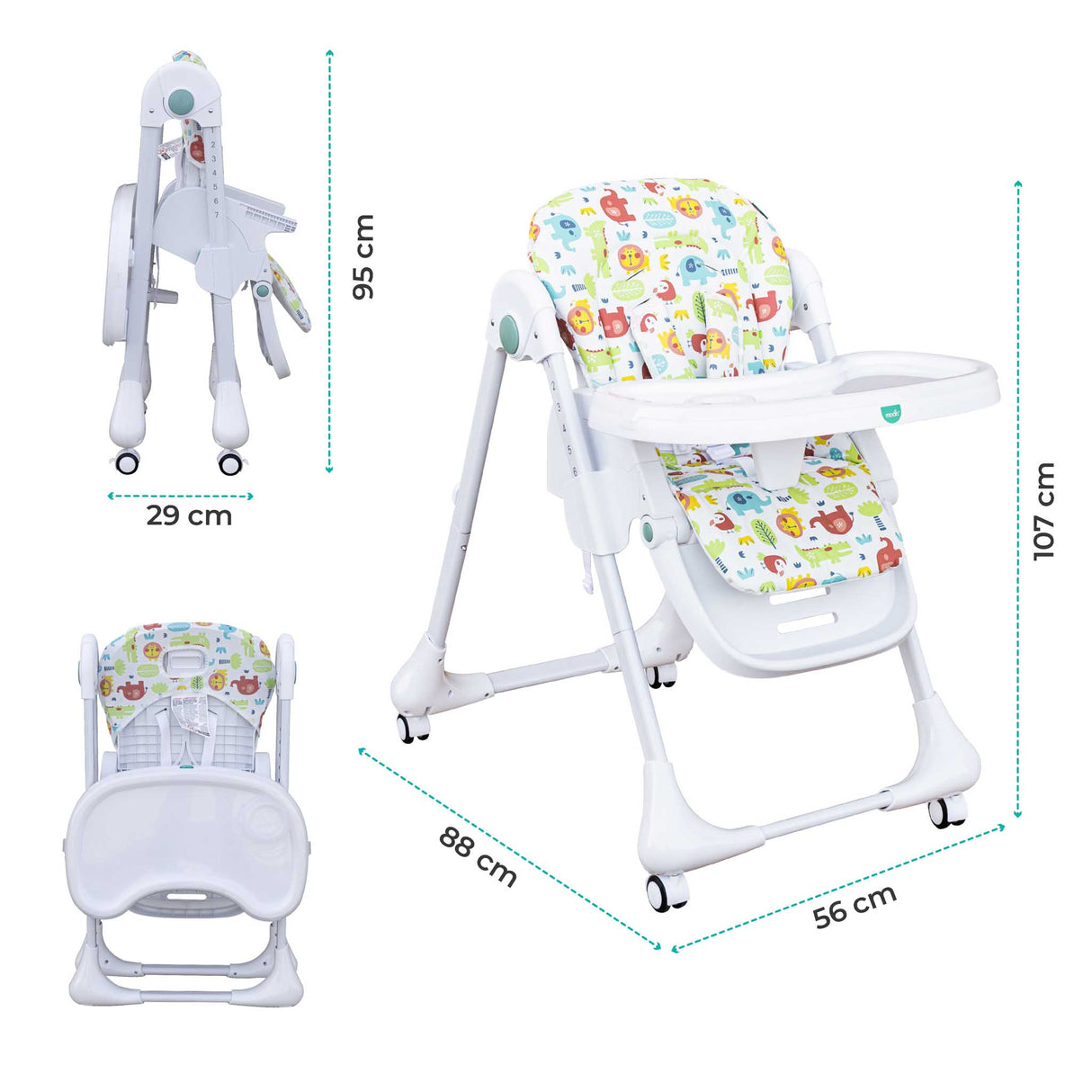 The Moon Brand™ Apex Baby Verstelbare Kinderstoel - White Pink