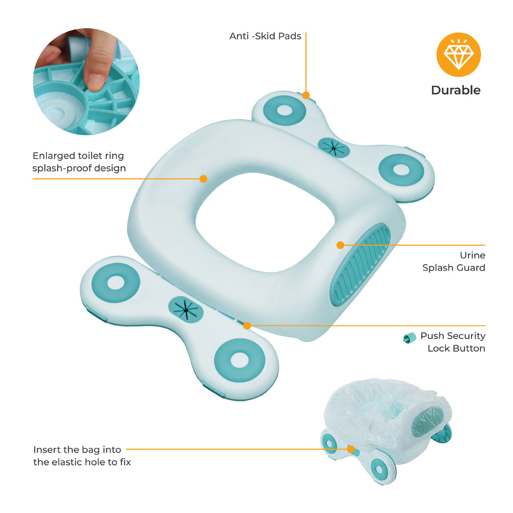MOON™ Reispotje Baby - Blue - Lichtgewicht en Draagbaar Potje voor Onderweg