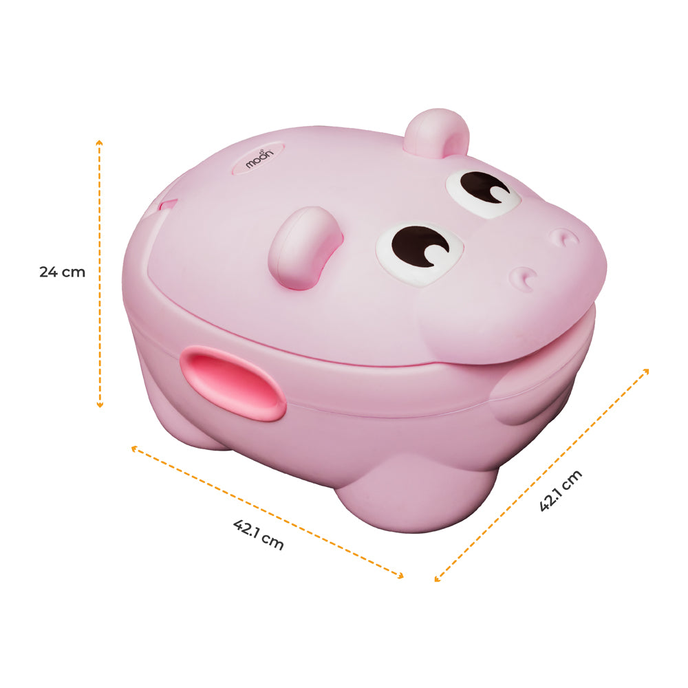 MOON™ Baby Hippo Potty Met PU Kussen - Pink - Comfortabele en Draagbare Potty Trainer voor Peuters
