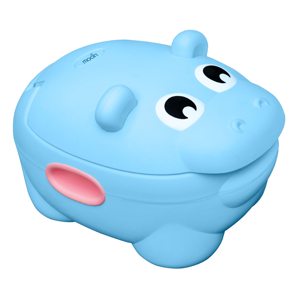 MOON™ Baby Hippo Potty Met PU Kussen - Blauw - Comfortabele en Draagbare Potty Trainer voor Peuters