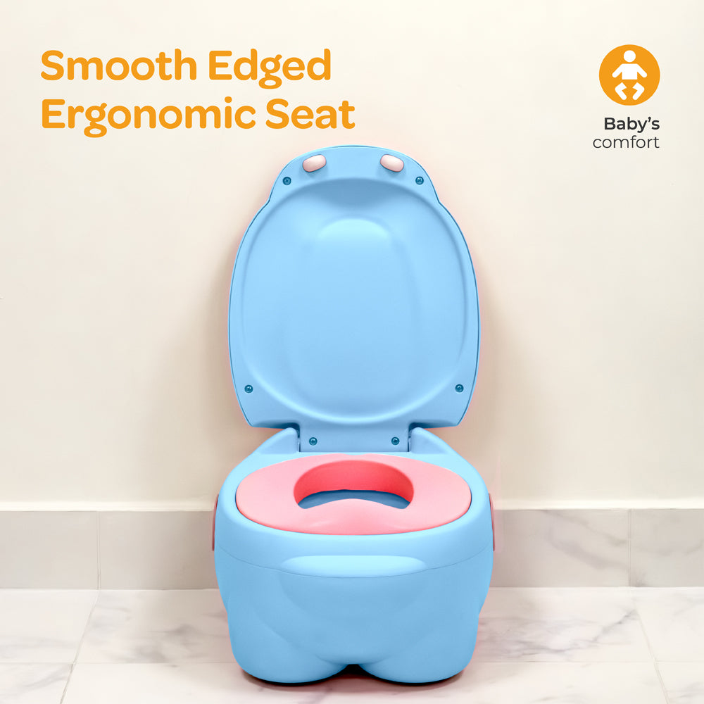 MOON™ Baby Hippo Potty Met PU Kussen - Blauw - Comfortabele en Draagbare Potty Trainer voor Peuters