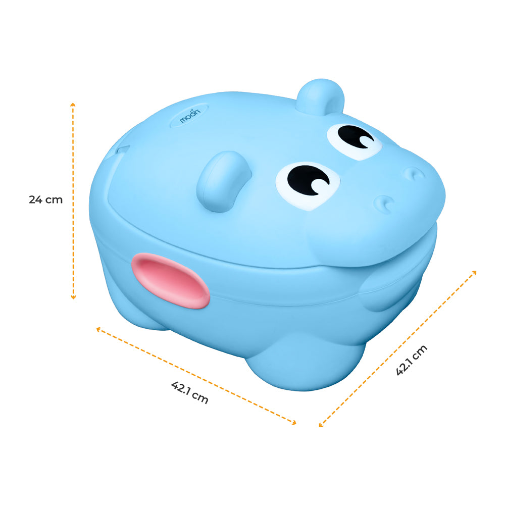 MOON™ Baby Hippo Potty Met PU Kussen - Blauw - Comfortabele en Draagbare Potty Trainer voor Peuters