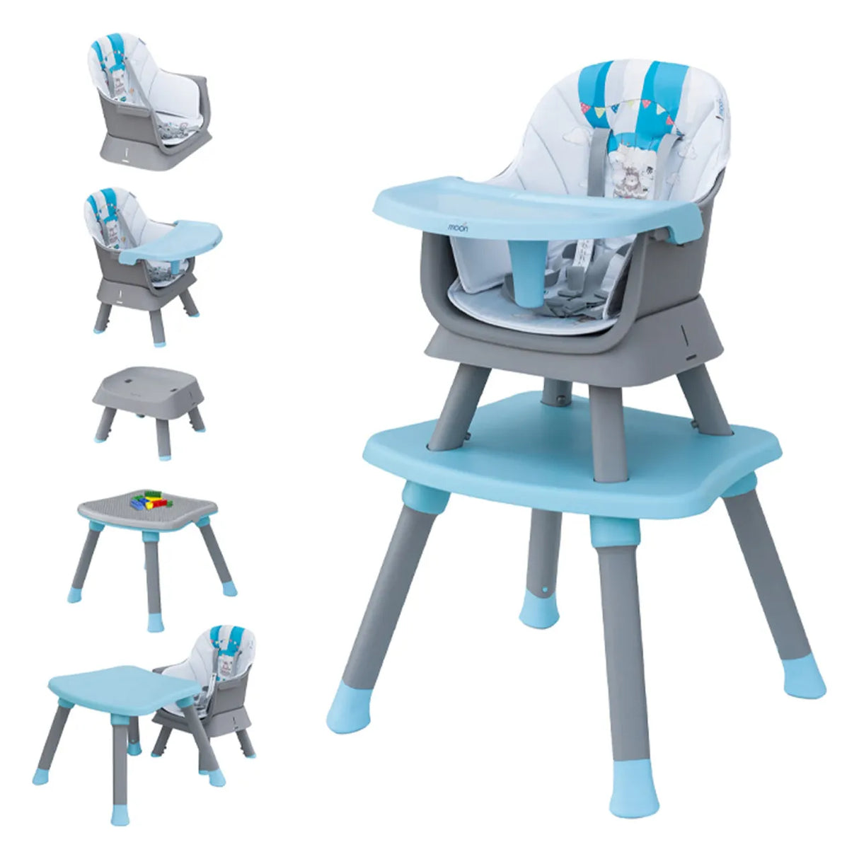 The Moon Brand™ Evolve - 6-in-1 Meegroeistoel - Multifunctioneel Kinderstoel - Blauw