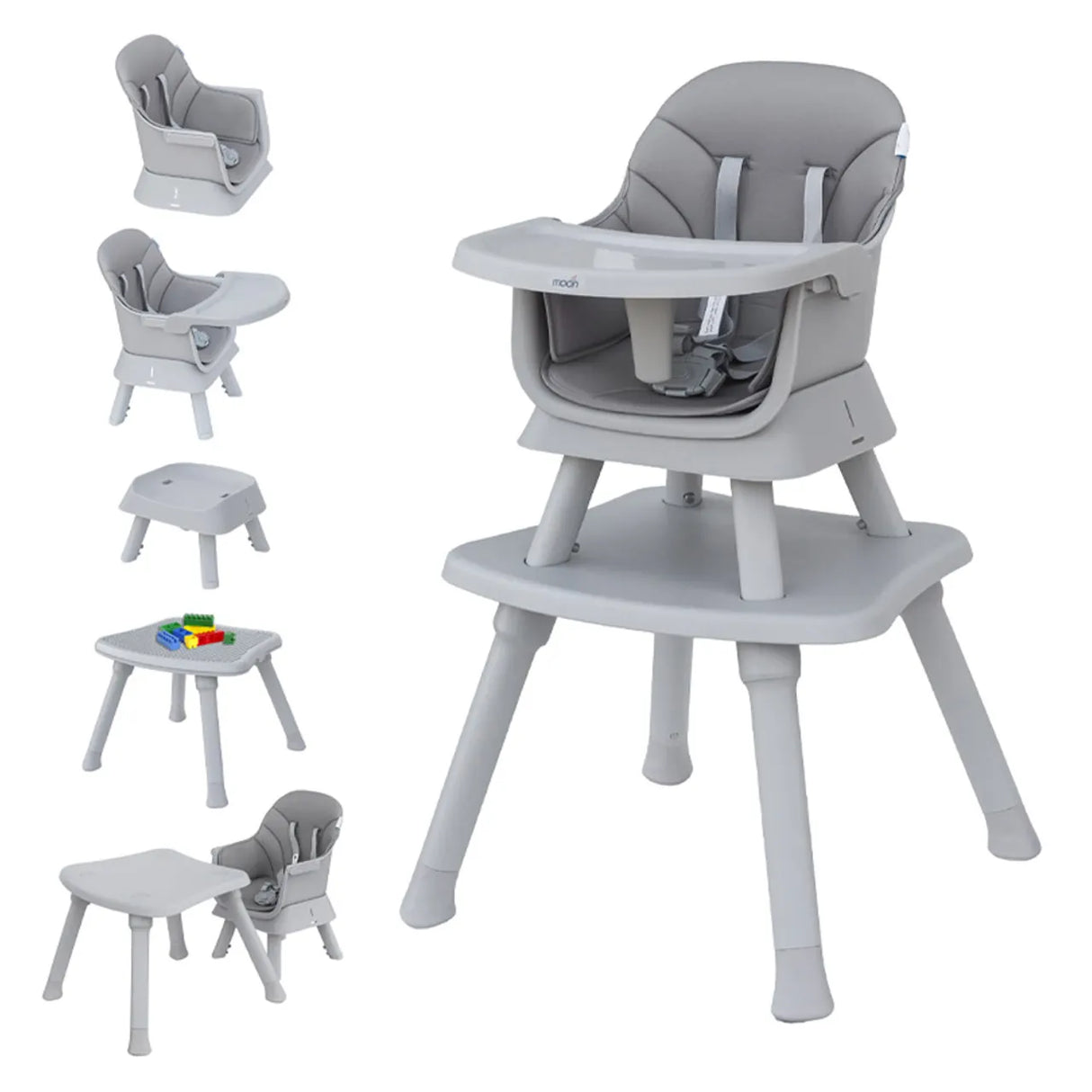 The Moon Brand™ Evolve - 6-in -1 Meegroeistoel - Multifunctioneel Kinderstoel - Grijs