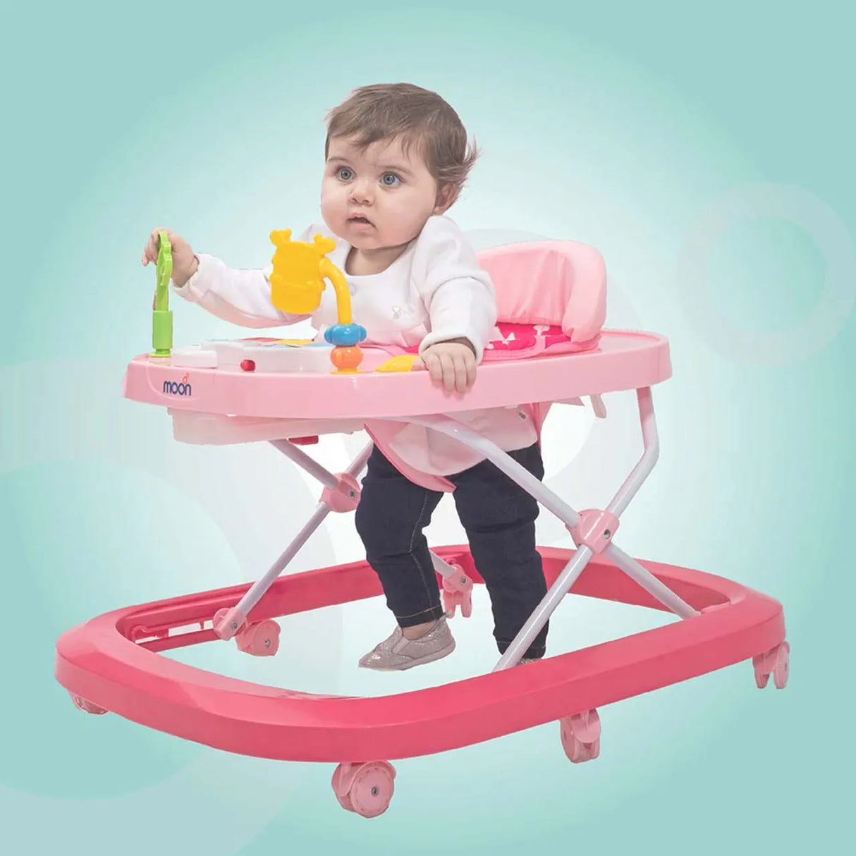 MOON™ Drive With Music Baby Walker - Looptrainer - Verstelbaar - Incl. Speel- en Muziekblad - Pink Forest