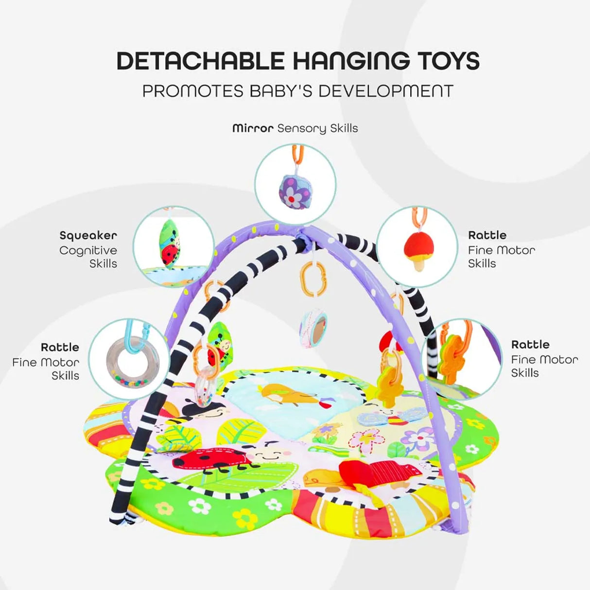 MOON™ Perky - Speelkleed - Bloem Thema - Afneembare Bogen - Activiteiten Mat