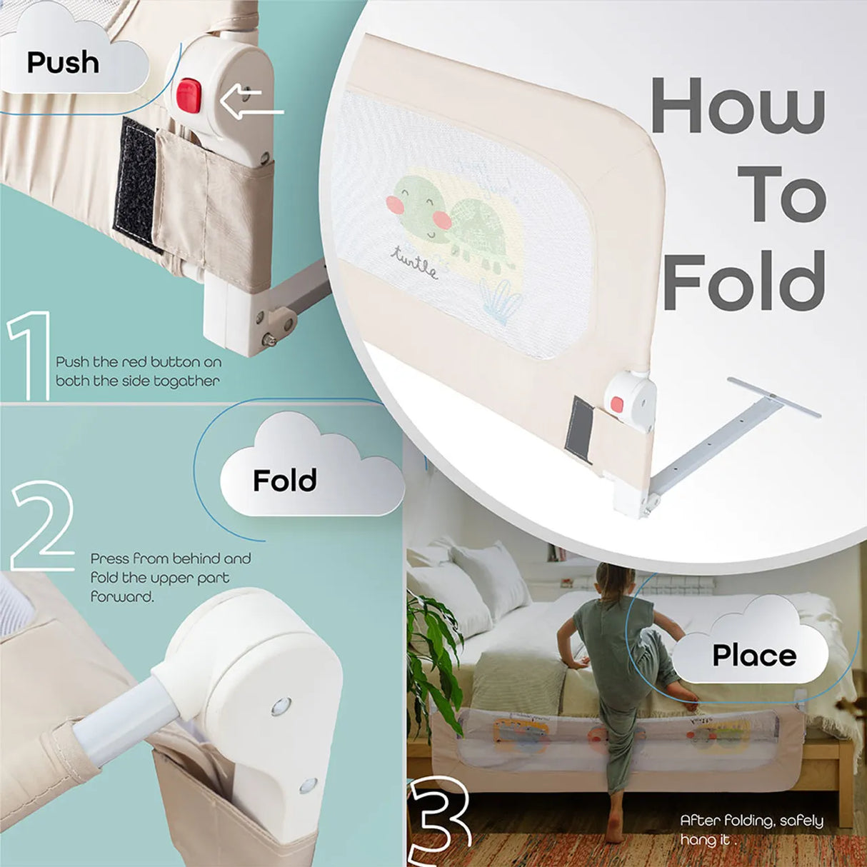 Moon™ Sequr Bedhekje - 1,5 Meter - Veilig en Eenvoudig Te Installeren - Blauw