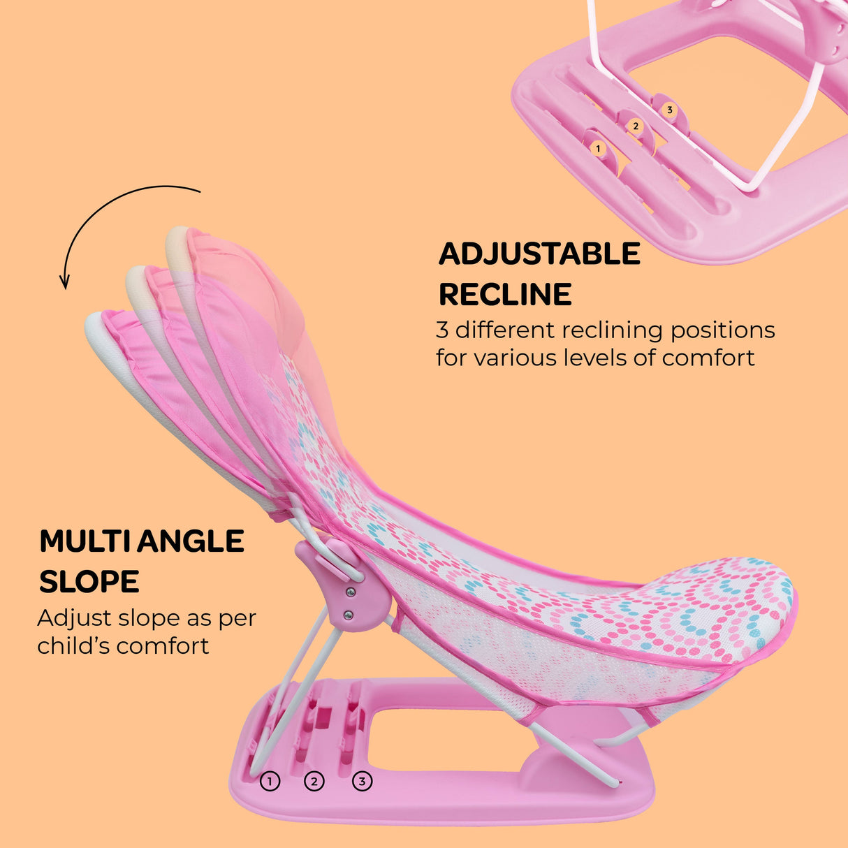 Moon™ Bath Rose - Opvouwbaar Baby Badzitje - Verstelbare Ligposities - Anti-slip Zachte Mesh