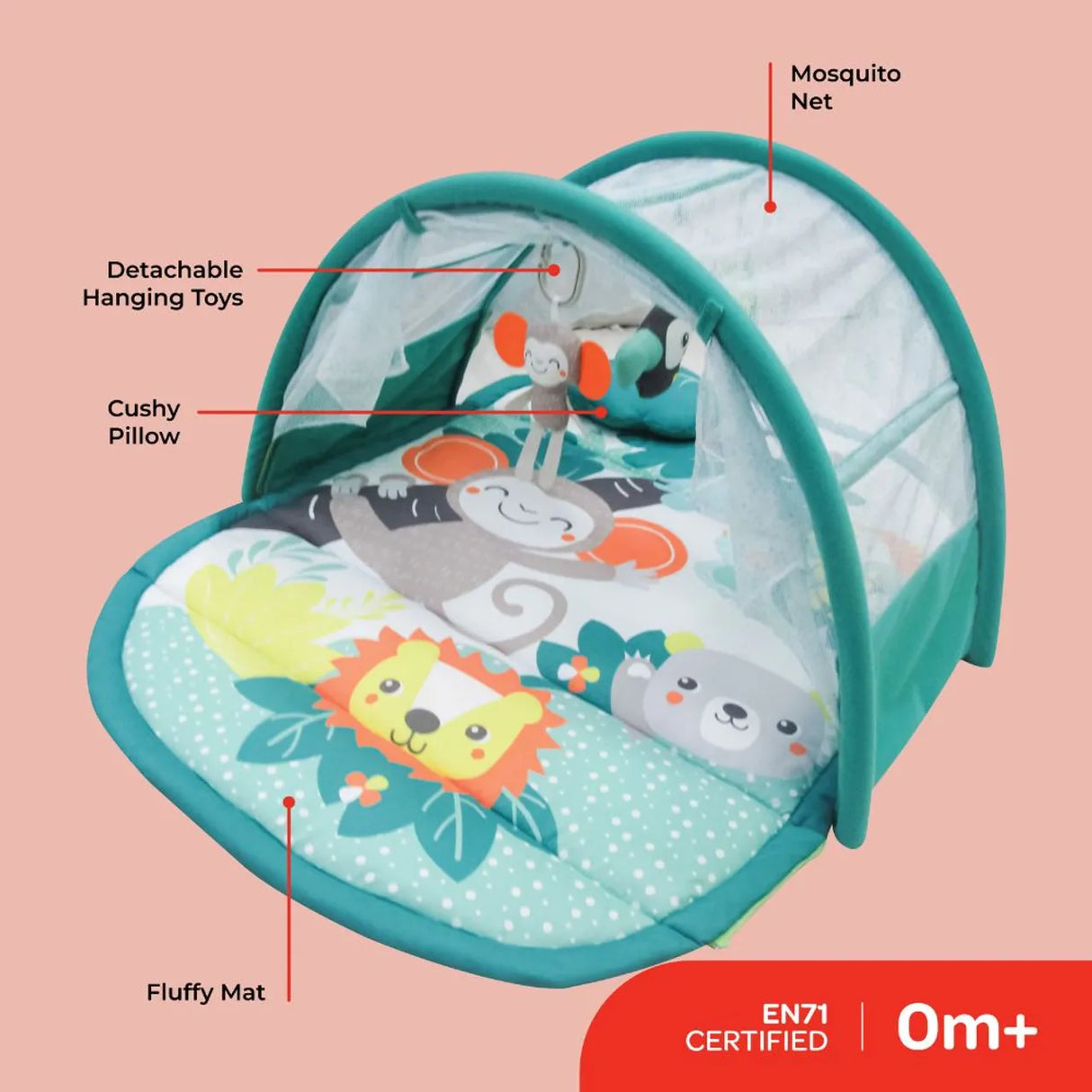 Moon™ 2-In-1 Slaap & Speel - Nap 'N' Play - Reismat met Muskietennet - Speeltent