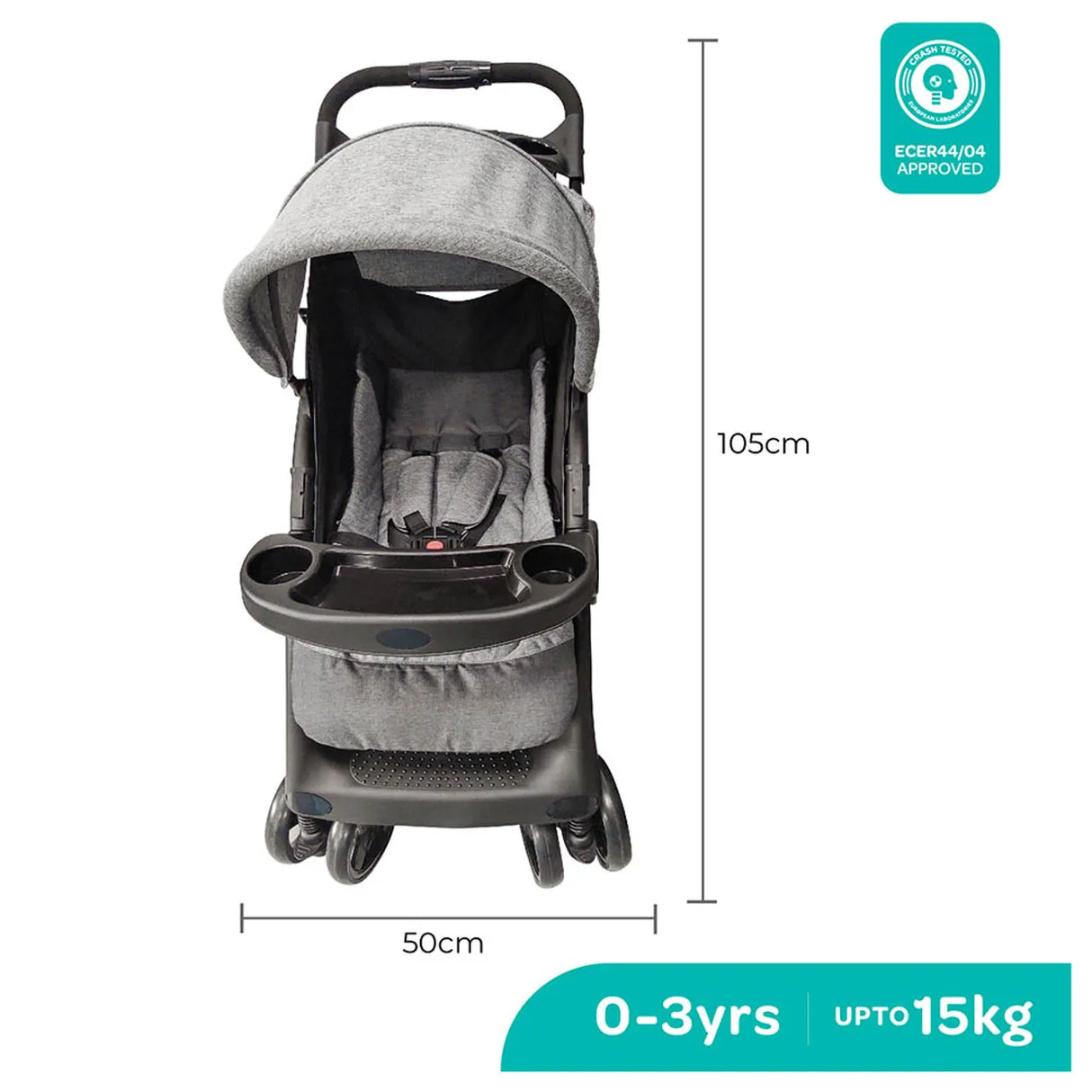 MOON™ Aria Lichtgewicht Buggy - Wandelwagen - Compact en Stijlvol - Donker Grijs