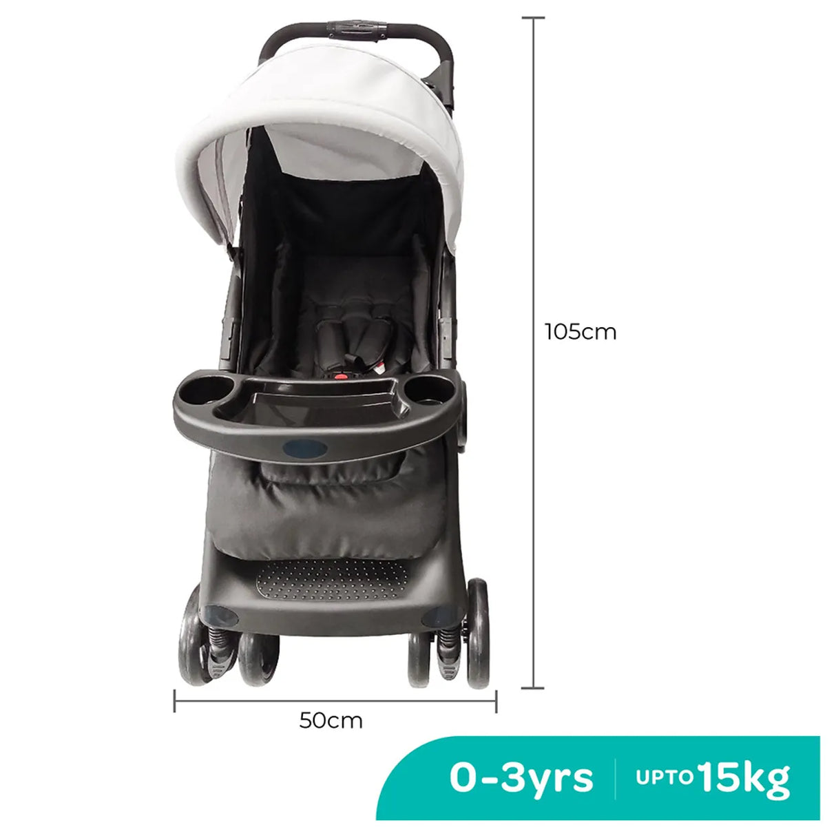 MOON™ Aria Lichtgewicht Buggy - Wandelwagen - Compact en Stijlvol - Lichtgrijs