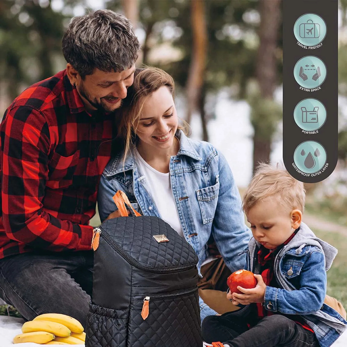 Moon™ Avena - Luierrugzak - Inclusief Extra Tasje, Dikker Verschoonmatje en Kinderwagenclips - Zwart