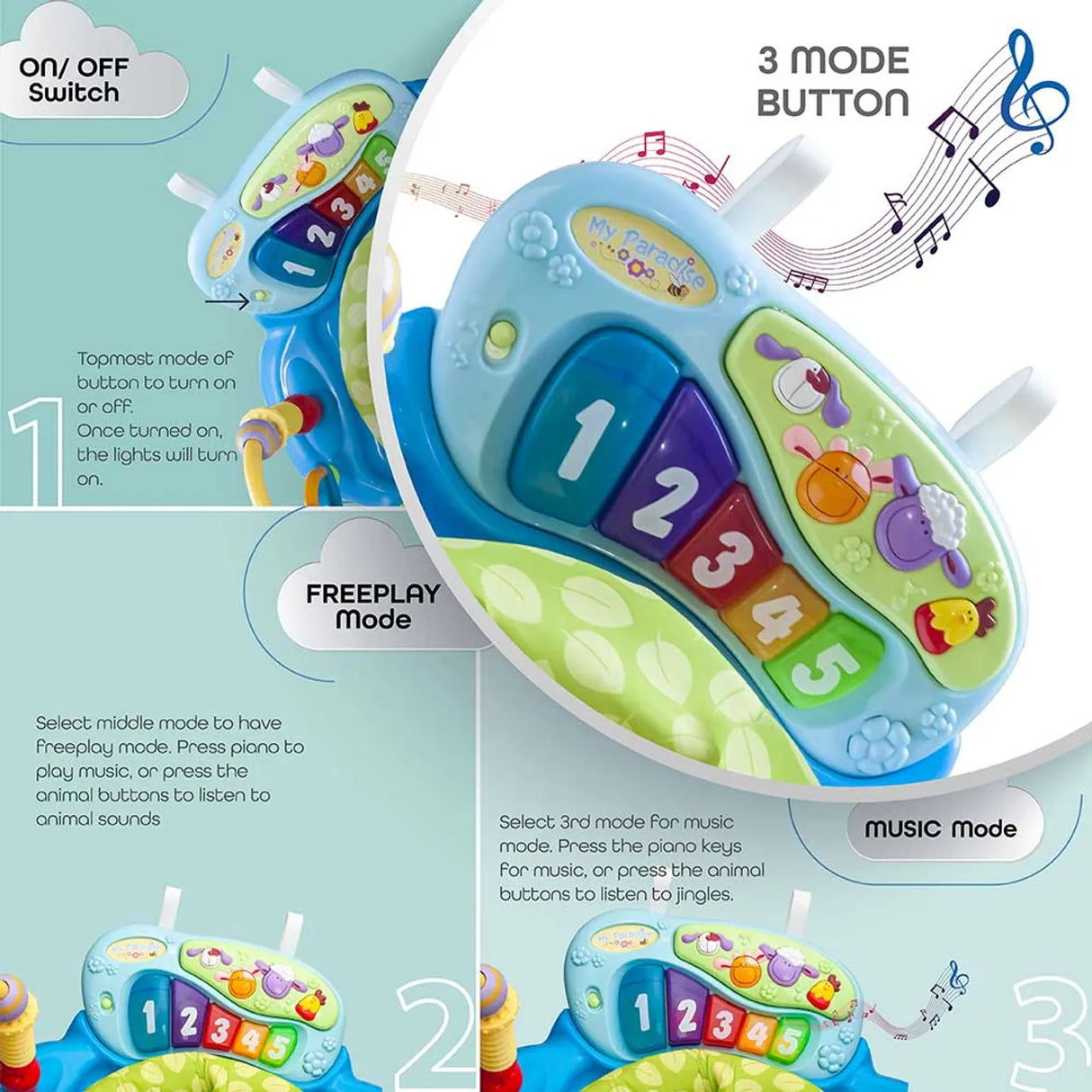 The Moon Brand™ Baby Activity Center - Jump N' Play - Groen - 360 Graden Rotatie - Met Springbasis en Speeltjes
