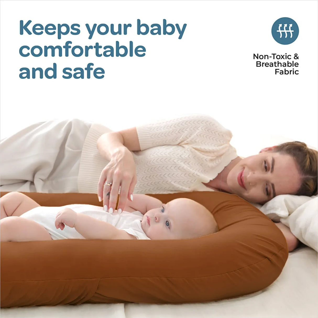 MOON™ Baby Lounger - Luxe Babynest - Large - Bruin - Ademend