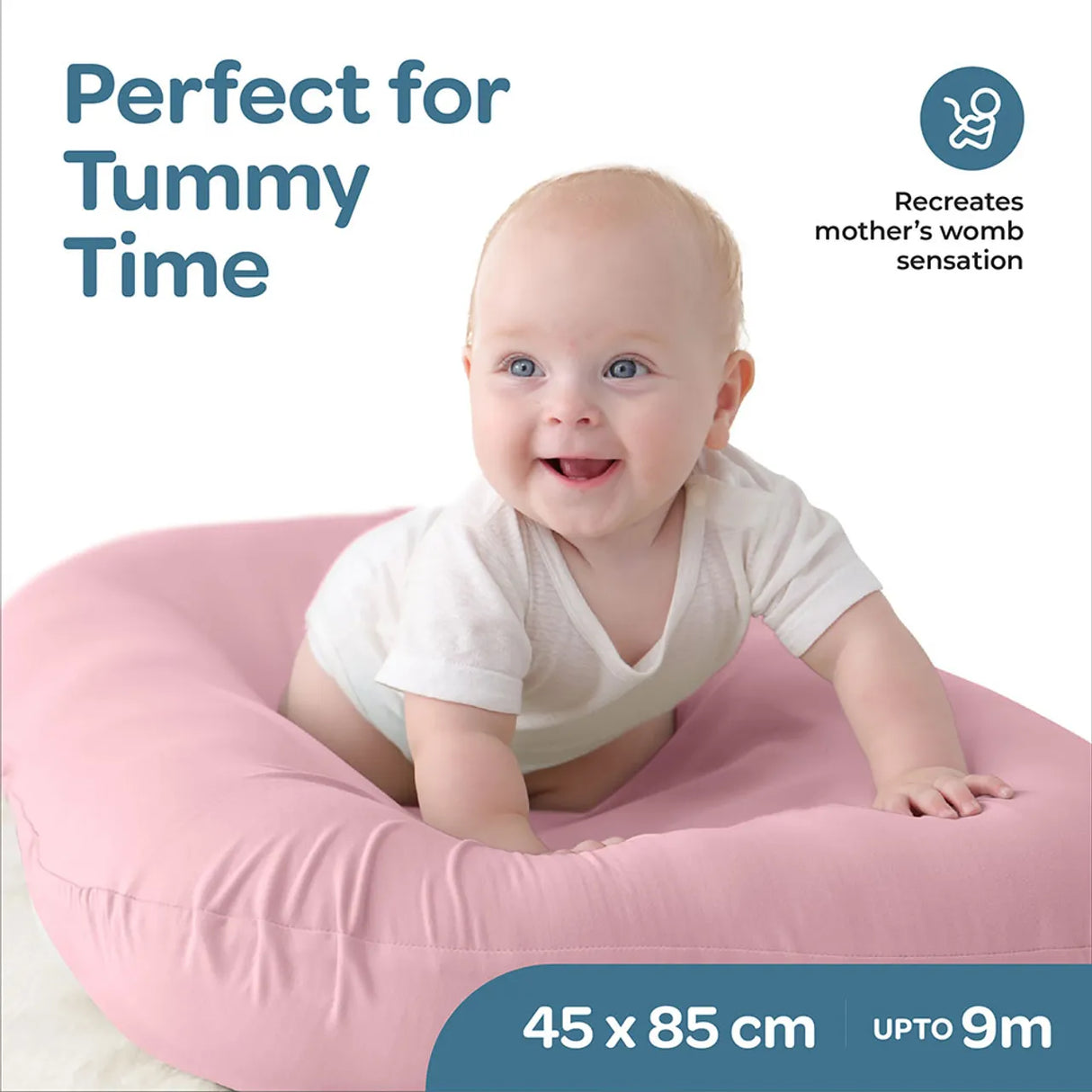 MOON™ Baby Lounger - Luxe Babynest - Large - Roze - Ademend