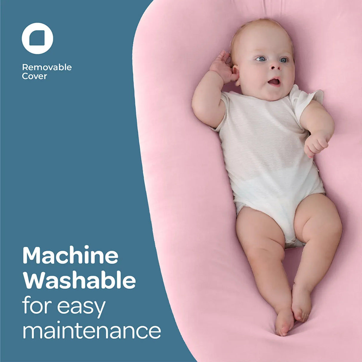 MOON™ Baby Lounger - Luxe Babynest - Large - Roze - Ademend