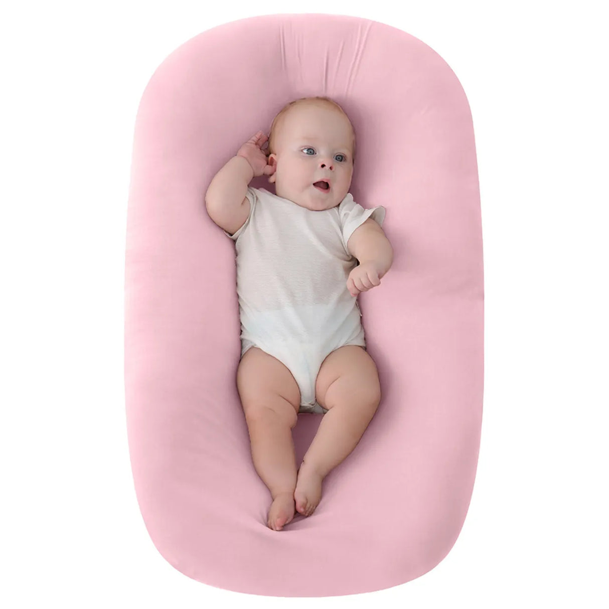 MOON™ Baby Lounger - Luxe Babynest - Large - Roze - Ademend