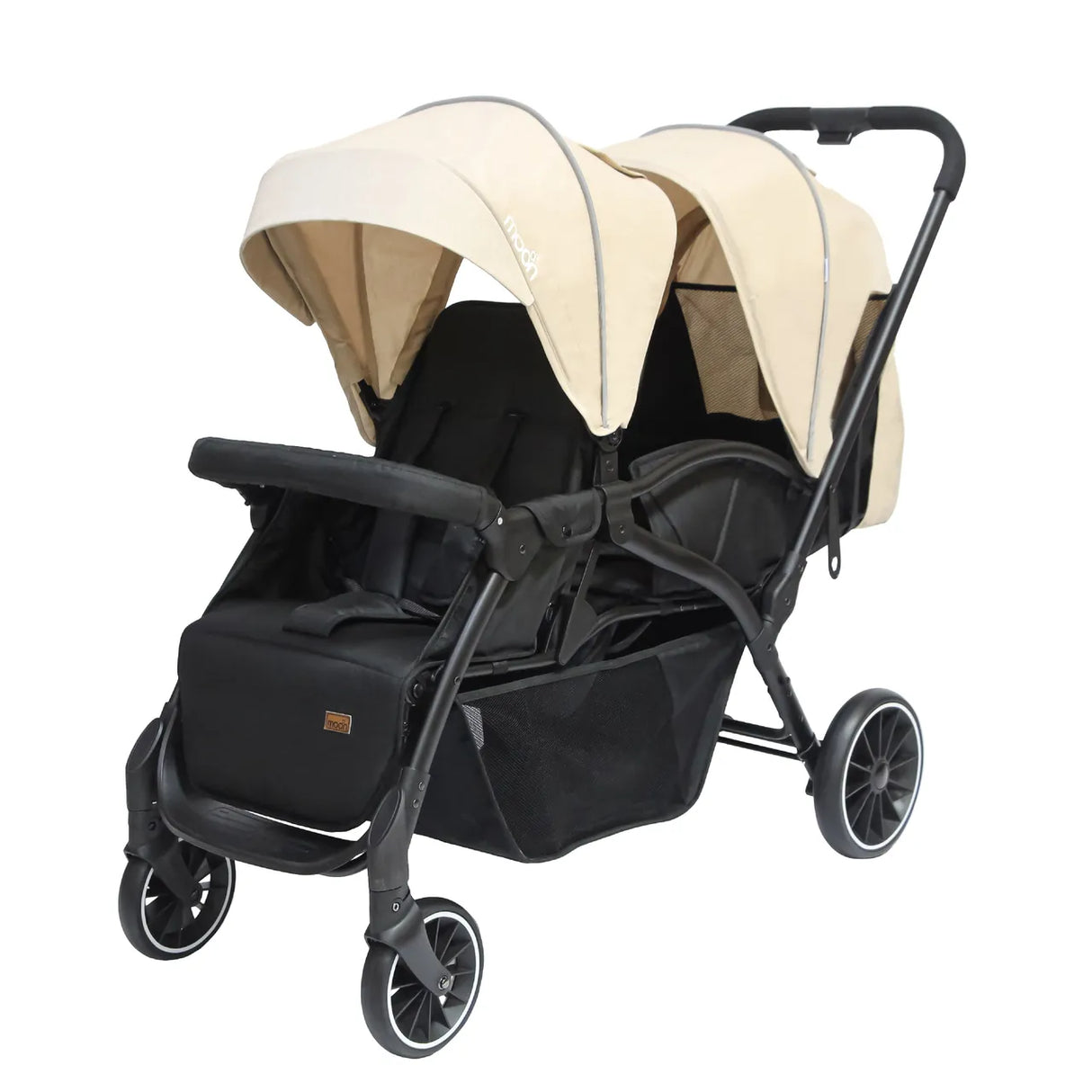 The Moon Brand™ Dois - Tweeling Kinderwagen - Duo Kinderwagen - Verstelbaar - Inclusief Accessoires - Beige