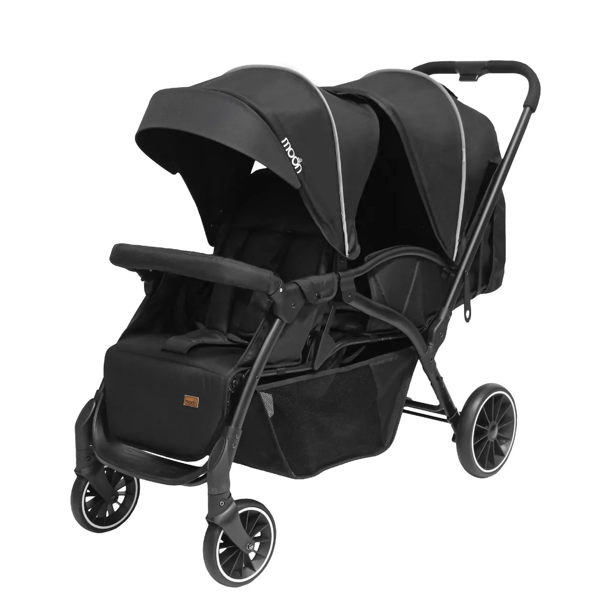 The Moon Brand™ Dois - Tweeling Kinderwagen - Duo Kinderwagen - Verstelbaar - Inclusief Accessoires - Zwart