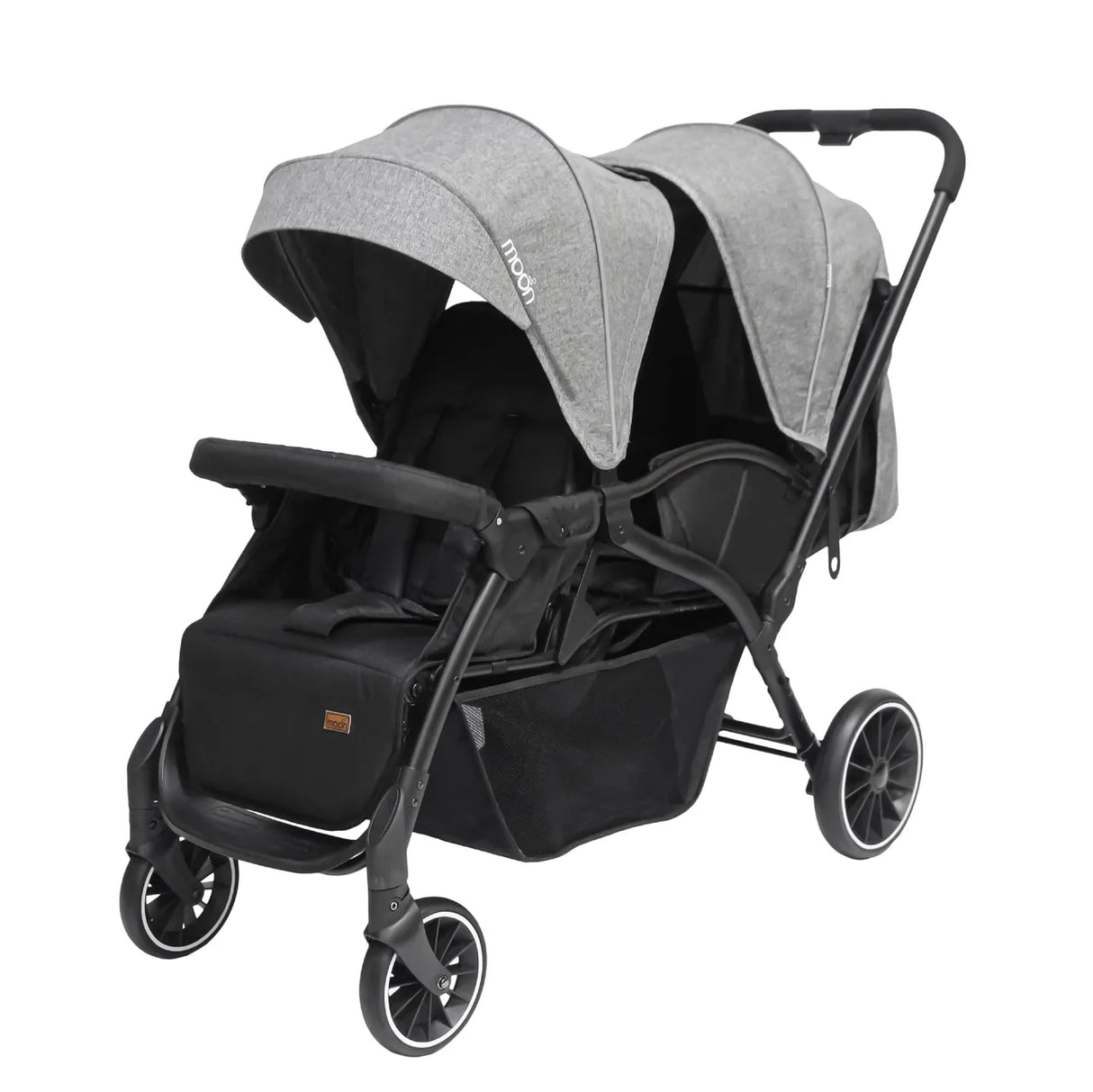 The Moon Brand™ Dois - Tweeling Kinderwagen - Duo Kinderwagen - Verstelbaar - Inclusief Accessoires - Grijs