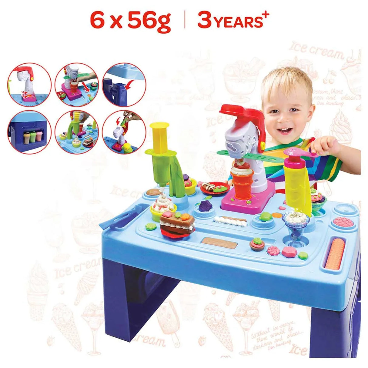 Moon™ Dough Creation - IJssalon Klei & Deeg Tafelset 6-delig - 6 x 56g