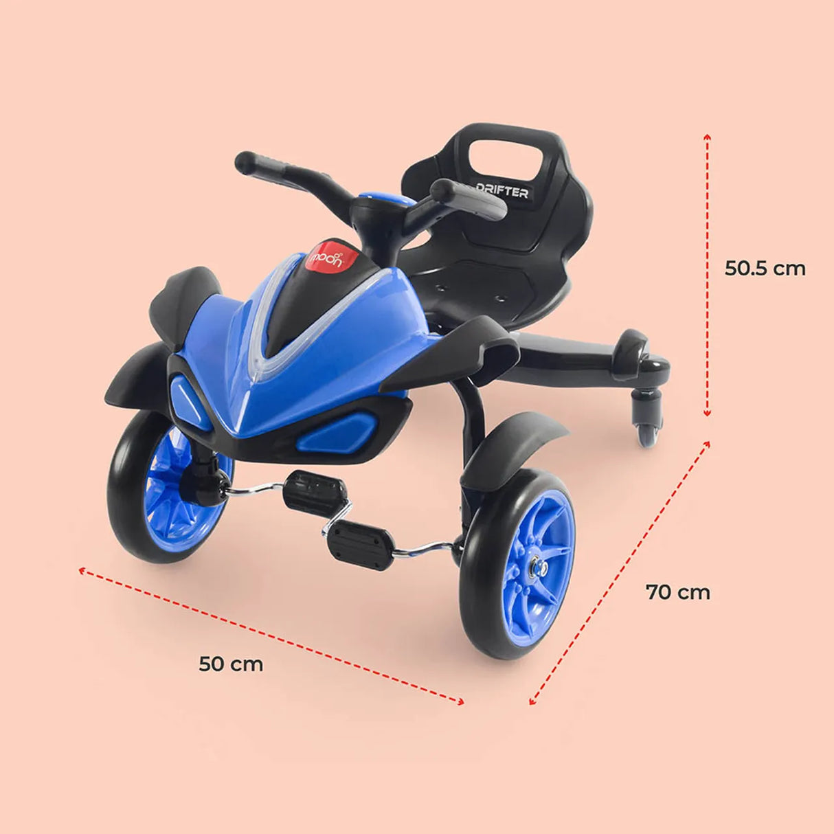 Moon™ Drifter - Drift Bike - 4-Wielen - LED Verlichting - Comfortabele Zitplaats - Blauw