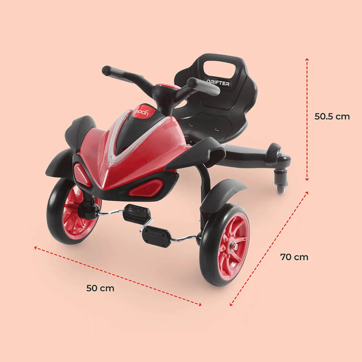 Moon™ Drifter - Drift Bike - 4-Wielen - LED Verlichting - Comfortabele Zitplaats - Rood