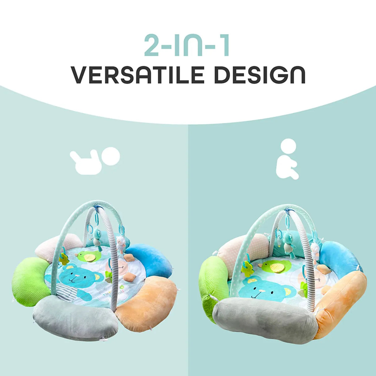 MOON™ Flower Cushion Speelkleed Bear & Sheep - Speelmat en Babynest