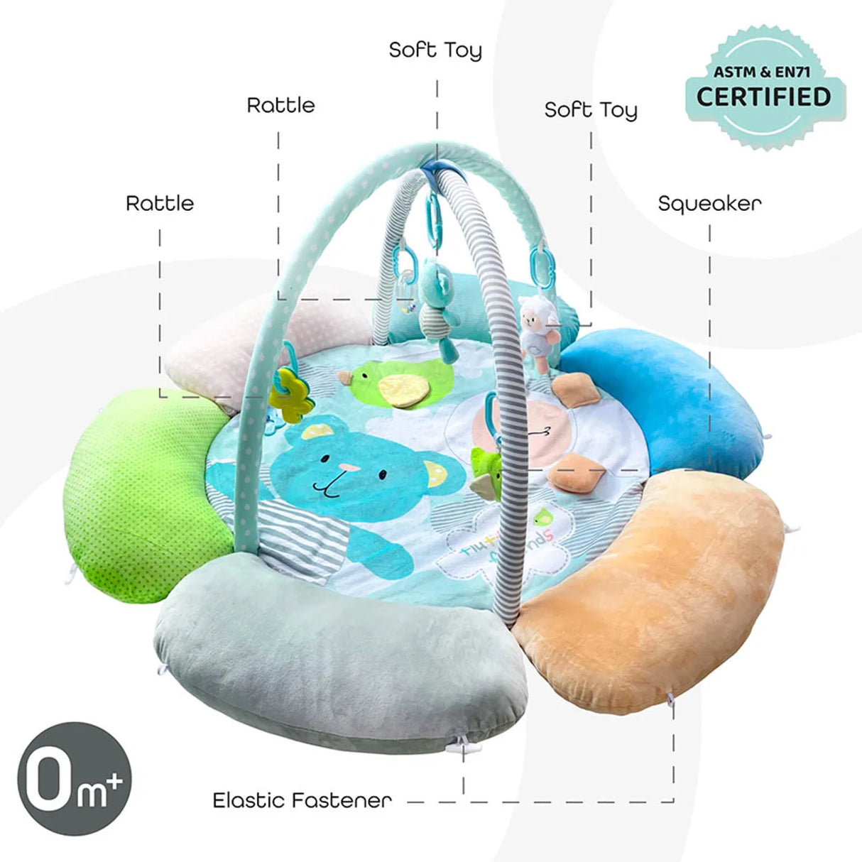 MOON™ Flower Cushion Speelkleed Bear & Sheep - Speelmat en Babynest