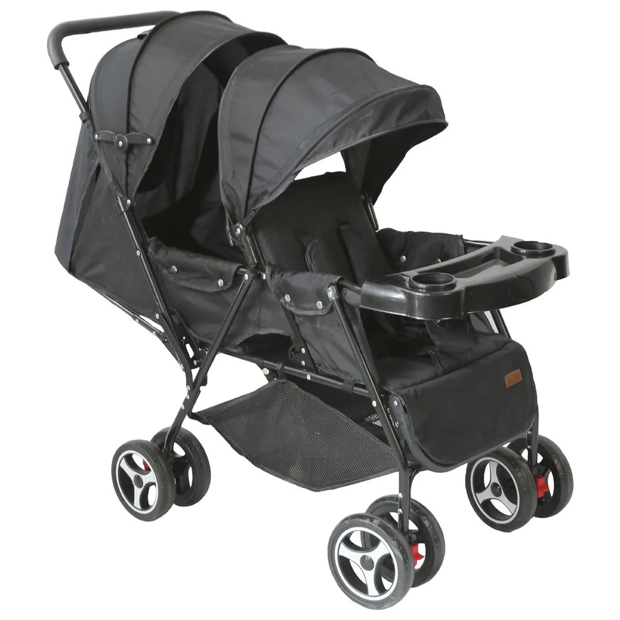 The Moon Brand™ Magnum Tandem Duo Kinderwagen - Tweeling Kinderwagen - Duo Kinderwagen - EasyFold - Inclusief Accessoires - Zwart