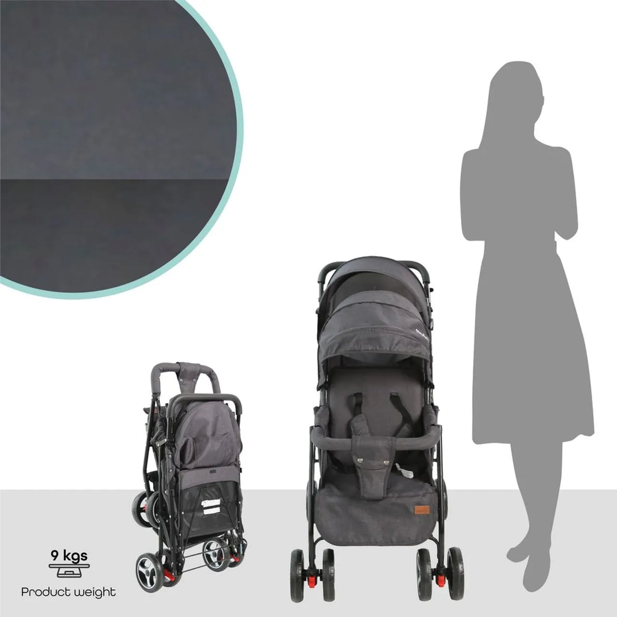 The Moon Brand™ Magnum Tandem Duo Kinderwagen - Tweeling Kinderwagen - Duo Kinderwagen - EasyFold - Inclusief Accessoires - Grijs Dots