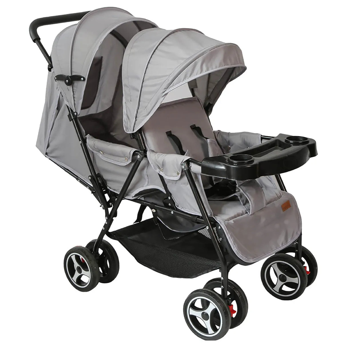 The Moon Brand™ Magnum Tandem Duo Kinderwagen - Tweeling Kinderwagen - Duo Kinderwagen - EasyFold - Inclusief Accessoires - Lichtgrijs