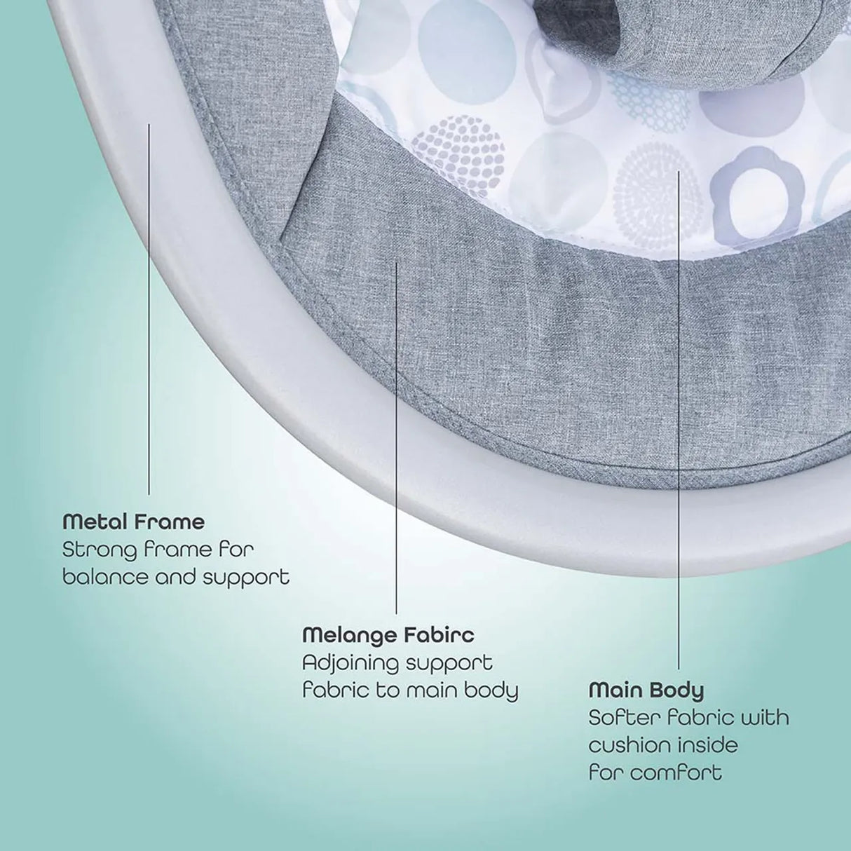 Moon™ Circle - Muzikale Babyschommel - Verstelbare Rugleuning - Natuurgeluiden en Melodieën