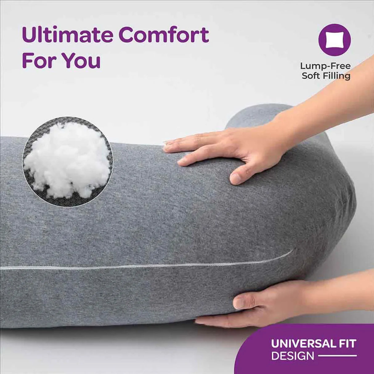 Moon™ Organisch XL L-Vormig Zwangerschapskussen - Lichaamskussen en Voedingskussen - Grijs
