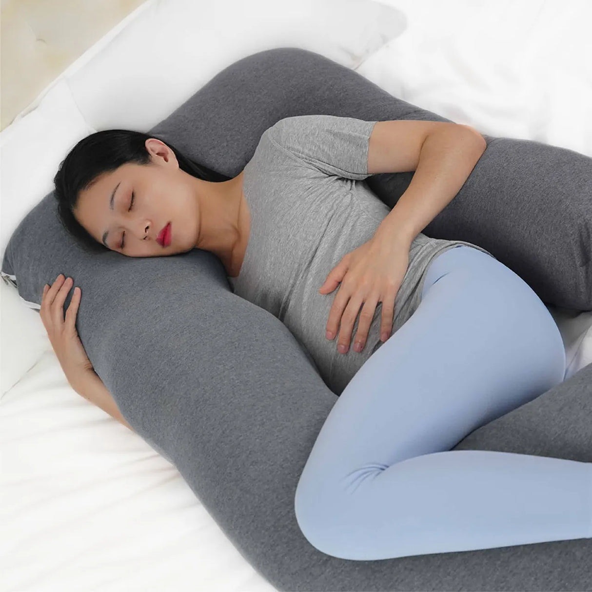 Moon™ Zwangerschapskussen XXL U-Vorm - Zijslaapkussen - Lichaamskussen - Voedingskussen - Donker Grijs