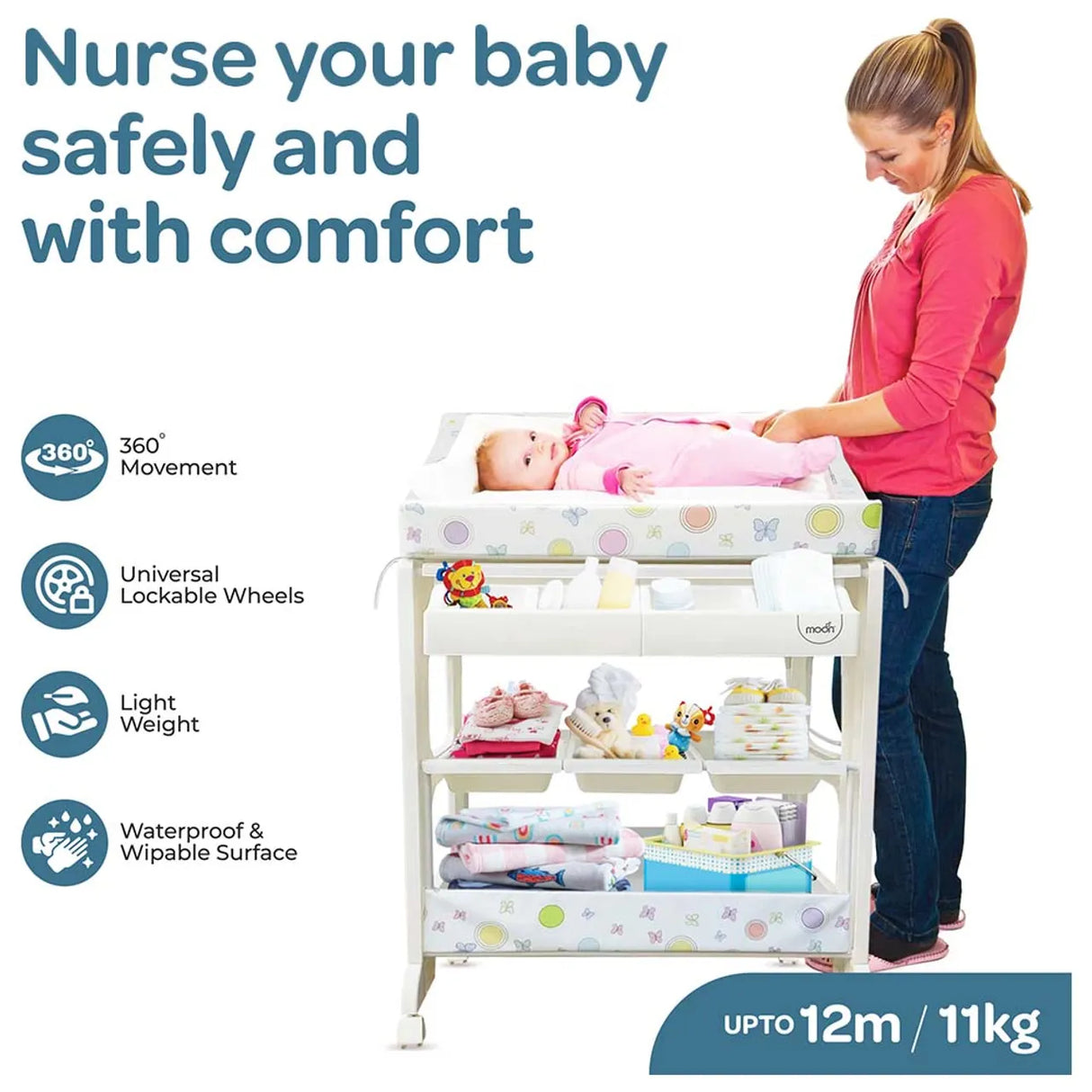 Moon™ Bath & Care - Verschoningstafel - Babybadje - Verzorgingstafel Alles in Een - Luiertafel - Baby Elephants