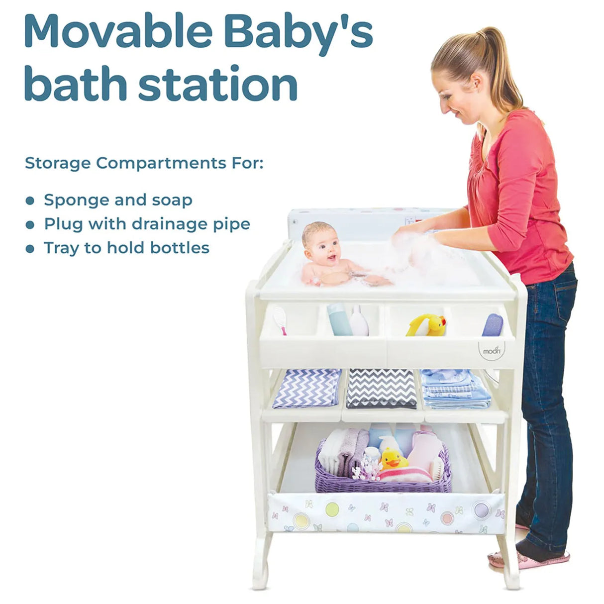 Moon™ Bath & Care - Verschoningstafel - Babybadje - Verzorgingstafel Alles in Een - Luiertafel - Baby Elephants