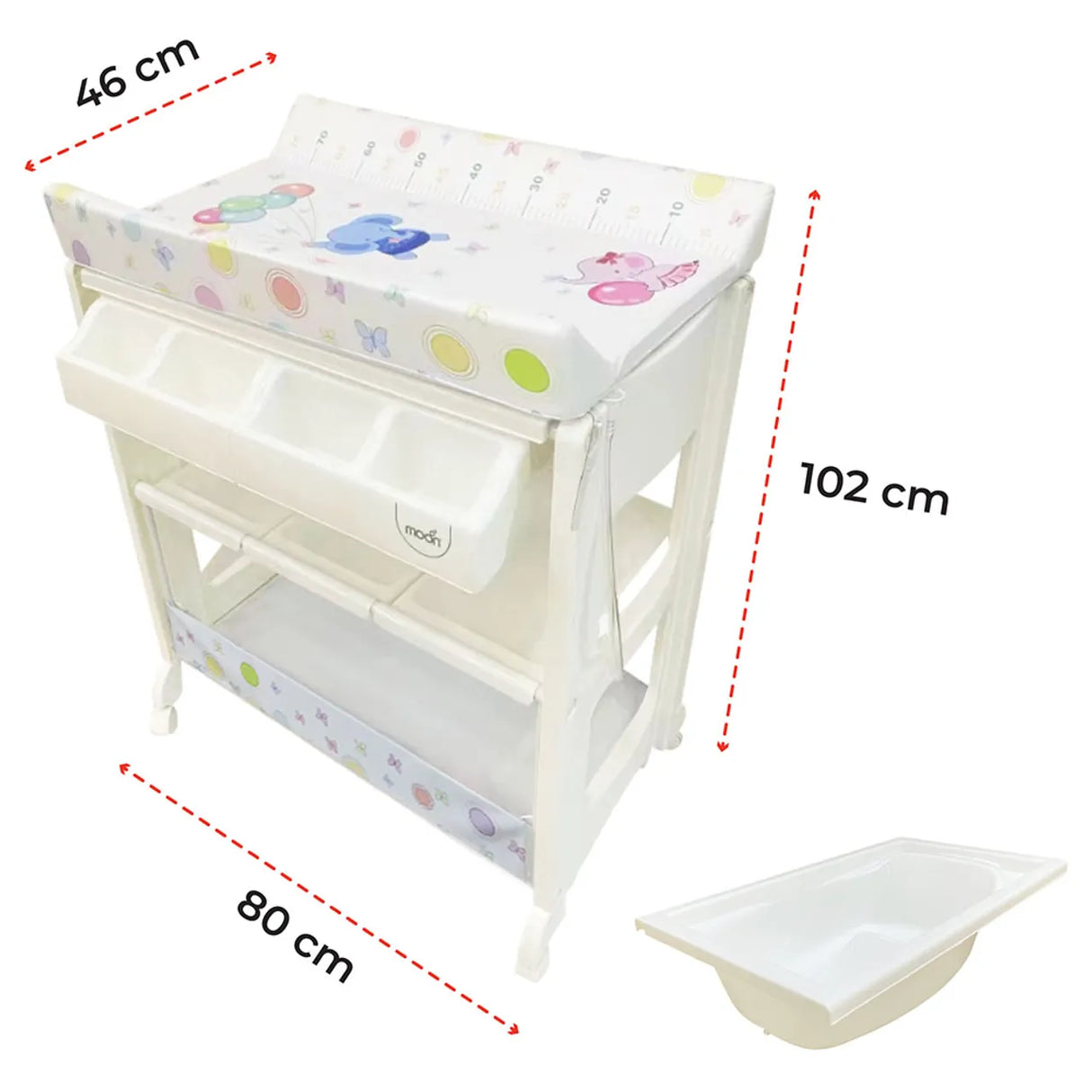 Moon™ Bath & Care - Verschoningstafel - Babybadje - Verzorgingstafel Alles in Een - Luiertafel - Baby Elephants