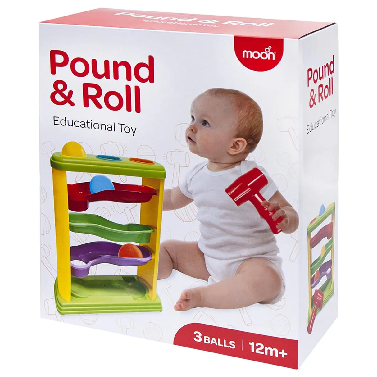 MOON™ Pound & Roll - Kleurrijk Educatief Speelgoed voor Peuters - 3 Ballen Set