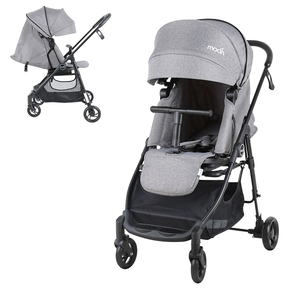 MOON™ Revo 360 Cabin Buggy - Wandelwagen - Compact en 360° Draaibaar - Grijs