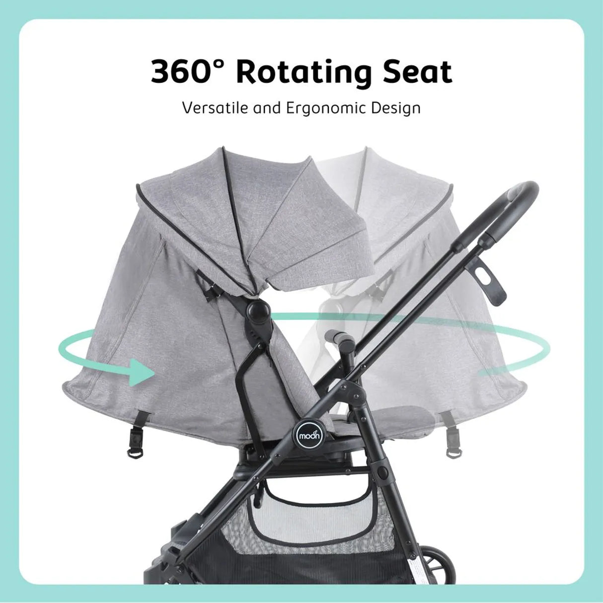 MOON™ Revo 360 Cabin Buggy - Wandelwagen - Compact en 360° Draaibaar - Grijs