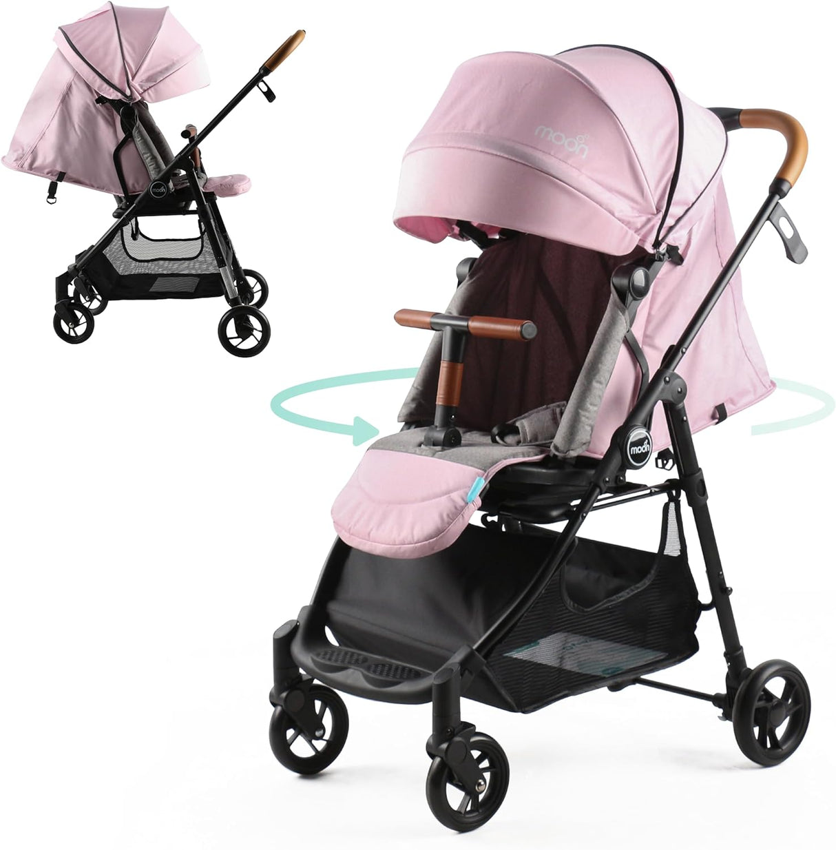 MOON™ Revo 360 Cabin Buggy - Wandelwagen - Compact en 360° Draaibaar - Roze