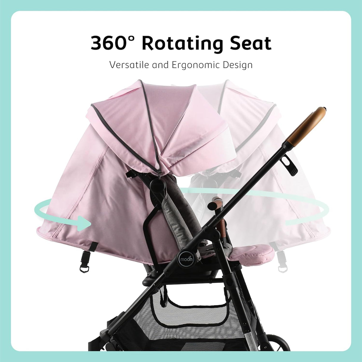 MOON™ Revo 360 Cabin Buggy - Wandelwagen - Compact en 360° Draaibaar - Roze