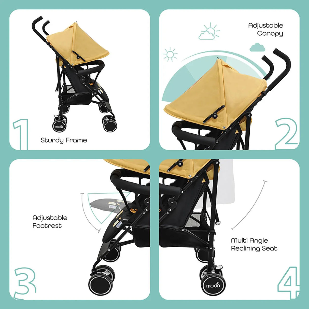 The Moon Brand™ Safari Ultra Light Weight Wandelwagen - Buggy - Automatisch Inklapbaar - Leeuw