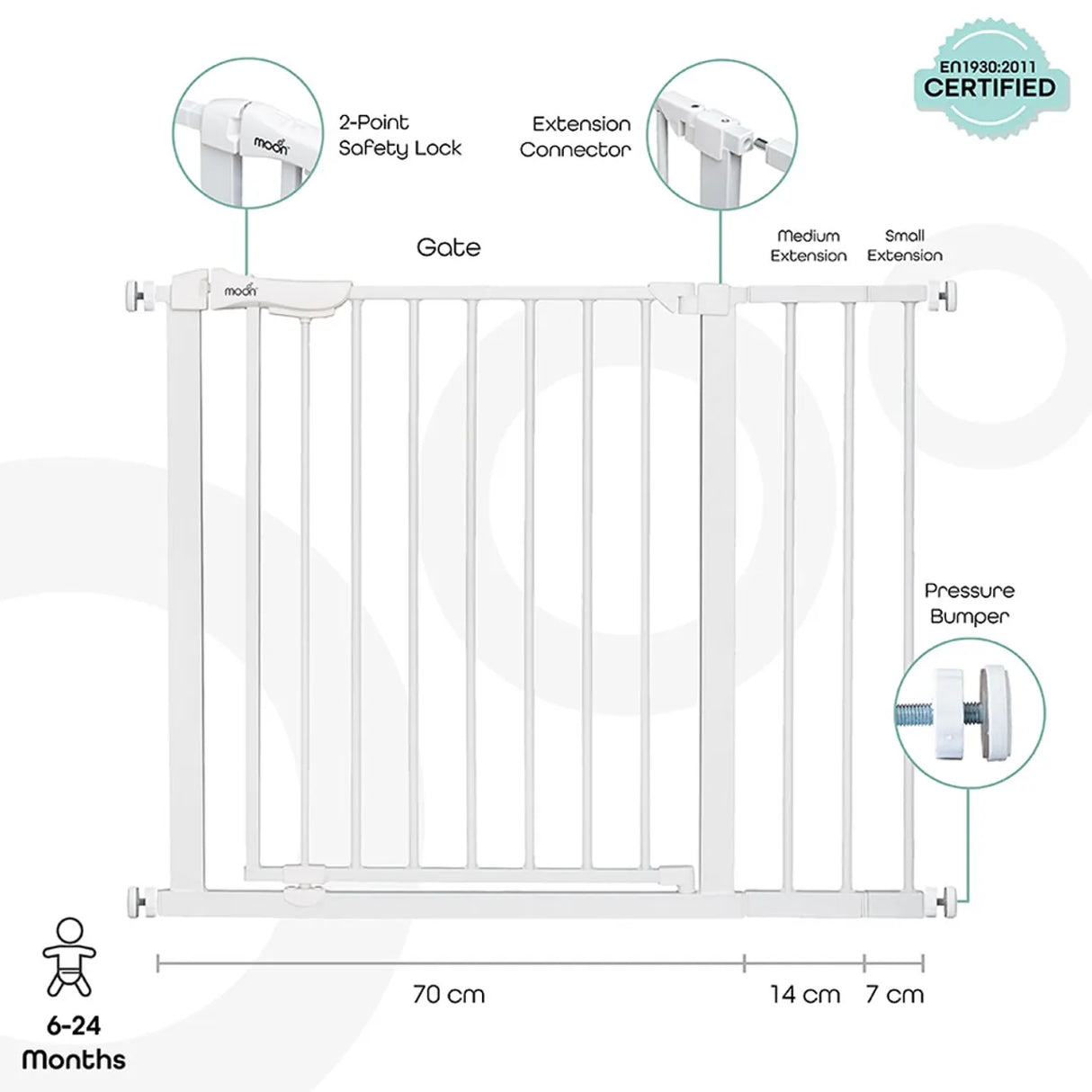 Moon™ Sequr Walk Through Traphek - 100 cm x 74,5 cm - Eenvoudige Installatie en Ultieme Veiligheid - Wit