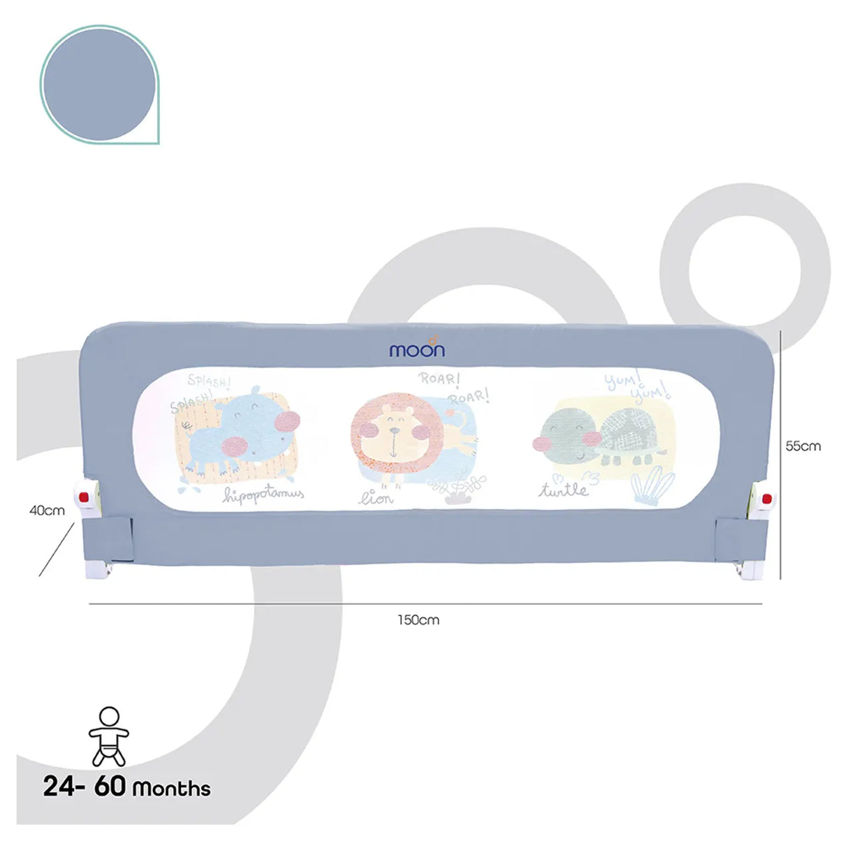 Moon™ Sequr Bedhekje - 1,5 Meter - Veilig en Eenvoudig Te Installeren - Grijs